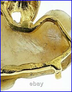 Large RUSER Style 14Kt Gold Angel Cherub Sapphire Eyes Pearl Cloud Pendant