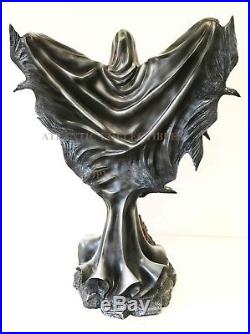 Large Raven Angel Shadow With Dark Crow Wings on Volcanic Statue Figurine 18H