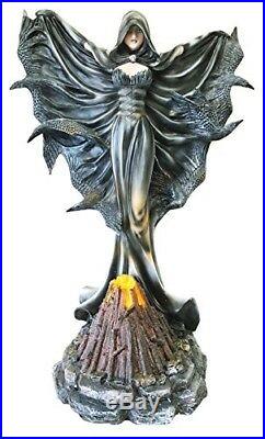 Large Raven Fey Dark Angel Shadow Ghastly Crow Wings Statue Figurine Volcanic