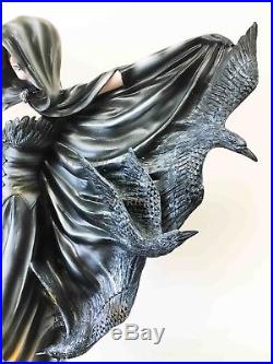 Large Raven Fey Dark Angel Shadow Ghastly Crow Wings Volcanic Statue Figurine