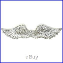 Large Rustic Silver Angel Wings Wall Mountable Plaque Living Room Bedroom Decor