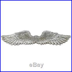 Large Rustic Silver Angel Wings Wall Mountable Plaque Living Room Bedroom Decor