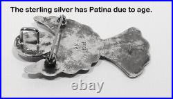 Large Signed Allison Manuelito Navajo 925 Silver Winged Angel Pendant Brooch Pin