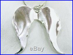 Large Silver Angel Wings, Angel wing pendant, melted wings, Angel wing jewellery