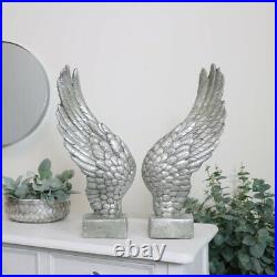 Large Silver Angel Wings Ornament decorative home decor metallic cherub gift