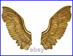 Large Size Wall Hanging Wings Grand Angel Wings 2 Piece 31''Tall Golden Wings