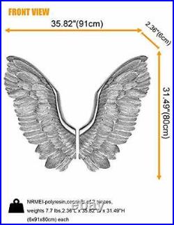 Large Size Wall Hanging Wings Grand Angel Wings 2 Piece 31''Tall Silver Wings