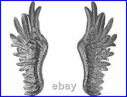 Large Size Wall Hanging Wings Grand Angel Wings 2 Piece 39''Tall Silver Wings