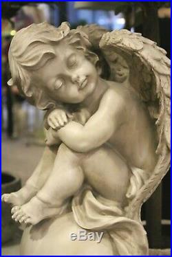 Large Sleeping Angel on a Ball Sitting Wings Baroque Grey 54 cm New