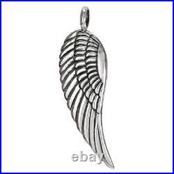 Large Sterling Silver Guardian Angel Wings Bird Feather Pendant Jewelry