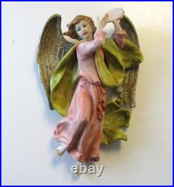 Large VTG Italian winged angel wall hanging 11 Made in Italy playing tambourine