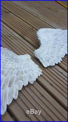 Large Wall Hanging White Stone Resin Angel Wings 40x20x5cm Per Wing Home Decor