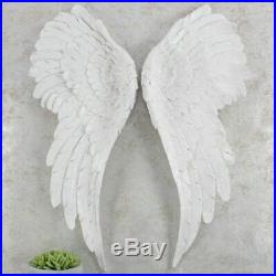 Large Wall Mounted ANGEL WINGS 54cm White GLITTER Wall Hanging Home Deco