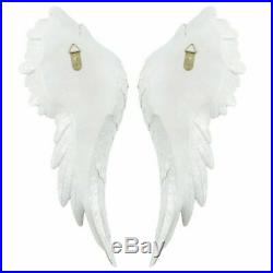 Large Wall Mounted ANGEL WINGS 54cm White GLITTER Wall Hanging Home Deco