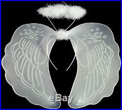 Large White Angel Wings And Halo Fancy Dress Fairy Set Nativity Angel