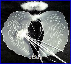 Large White Angel Wings, Halo and Wand Fancy Dress Fairy Set Nativity Angel
