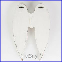 Large White Wooden Angel Wings Heart Rustic Wall Hanging Home Decor 45cm