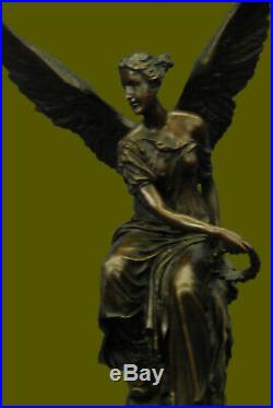 Large Winged Victory Angel Leader Warrior Pure Bronze Copper Art Sculpture DEAL
