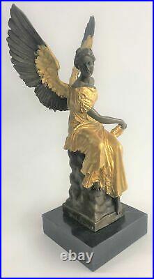 Large Winged Victory Angel Leader Warrior Pure Bronze Copper Art Sculpture Decor