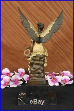 Large Winged Victory Angel Leader Warrior Pure Bronze Copper Art Sculpture Figur
