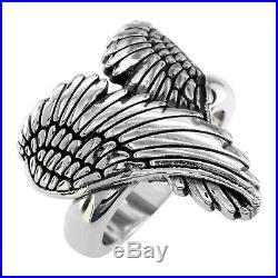 Large Wings of Love with Black, Winged Love, Angel Heart Wings Ring, 22mm in