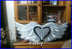 Large angel wings metal wall art 36 gift idea patio deck cottage country decor