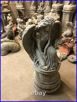 Large detailed Angel on pedestal, Beautiful Angel with large wings garden orna