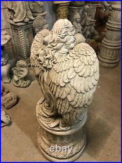 Large detailed Angel on pedestal, Beautiful Angel with large wings garden orna