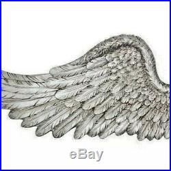 Large pair of ANGEL WINGS aged SILVER finish ornate wall hanging