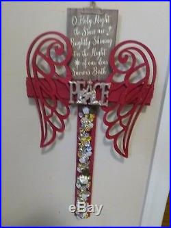 Large reused wood cross handmade angel wings peace on earth hangs art deco