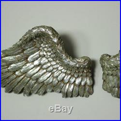 Large silver resin wall hanging art angel fairy feather wings shabby ornate chic