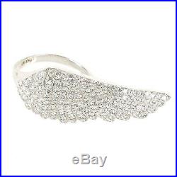 Latelita Large Angel Wing Feather Adjustable Ring 925 Sterling Silver CZ
