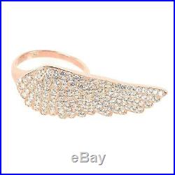 Latelita Large Angel Wing Feather Adjustable Ring Rose Gold Sterling Silver CZ