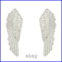 Latelita Large Angel Wing Feather Stud Earrings 925 Sterling Silver CZ Zirconia