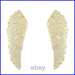 Latelita Large Angel Wing Feather Stud Earrings Gold Sterling Silver CZ Zirconia