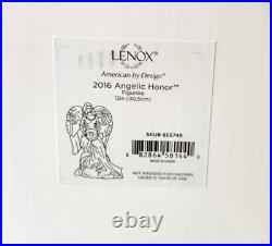 Lenox Angelic Honor Figurine Ivory Gold Green Wreath Angel Wings 12 in box