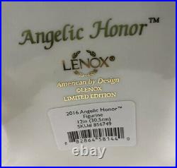 Lenox Limited Ed Angelic Honor Figurine Ivory Gold Green Wreath Angel Wings 12