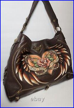 Limited Edition 2007 Isabella Fiore Brown Jeni Live To Love Shoulder Handbag$695