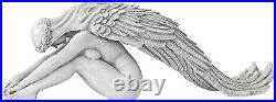 Long Wings Angel Statue Antique Stone Resin Outdoor Garden Pool Fireplace Decor