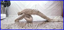 Long Wings Angel Statue Antique Stone Resin Outdoor Garden Pool Fireplace Decor