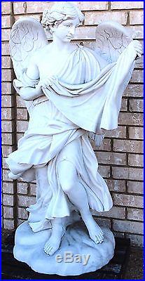 Lovely Carrara One Piece Marble Angel with Robe Hand Carved Large Wings