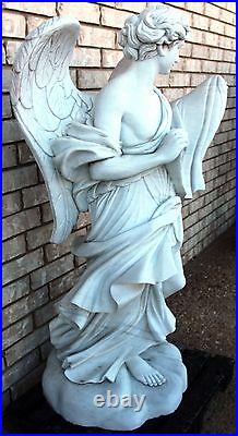 Lovely Carrara Solid Marble Angel with Robe Hand Carved with Large Wings