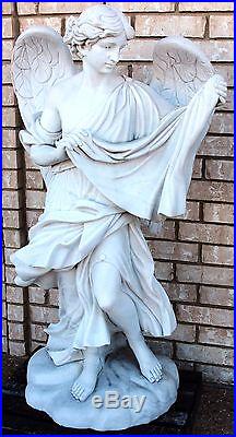 Lovely One Piece Angel with Robe Hand Carved Carrara Marble Large Wings