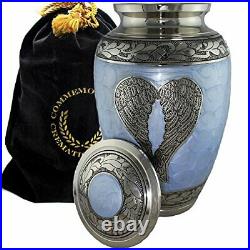 Loving Angel Wings Blue/Silver Cremation Urns for Human Ashes Adult for Funer