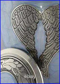 Loving Angel Wings Blue Silver Cremation Urns for Human Ashes Adult for Funeral