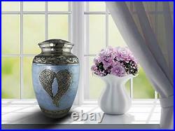 Loving Angel Wings Blue/Silver Cremation Urns for Human Ashes (LargeBaby Blue)