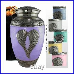 Loving Angel Wings Lilac/Silver Cremation Urns for Human Ashes Adult for Fune