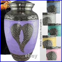 Loving Angel Wings Lilac/Silver Cremation Urns for Human Ashes Adult for Funeral