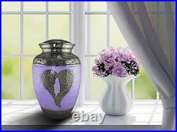 Loving Angel Wings Lilac/Silver Cremation Urns for Human Ashes (LargeLilac)