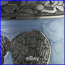 Loving Decorative Urns Angel Wings Blue And Silver Funeral, Burial, Niche For